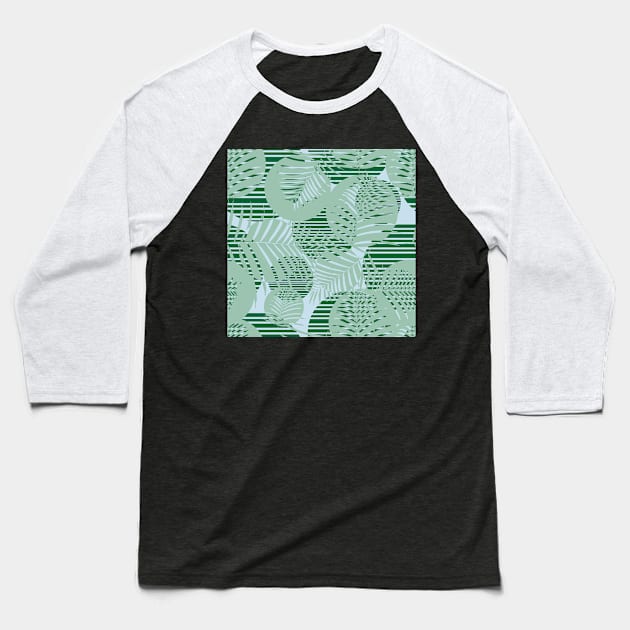 Palm Leaves And Circles Pattern Seamless Baseball T-Shirt by MichelMM